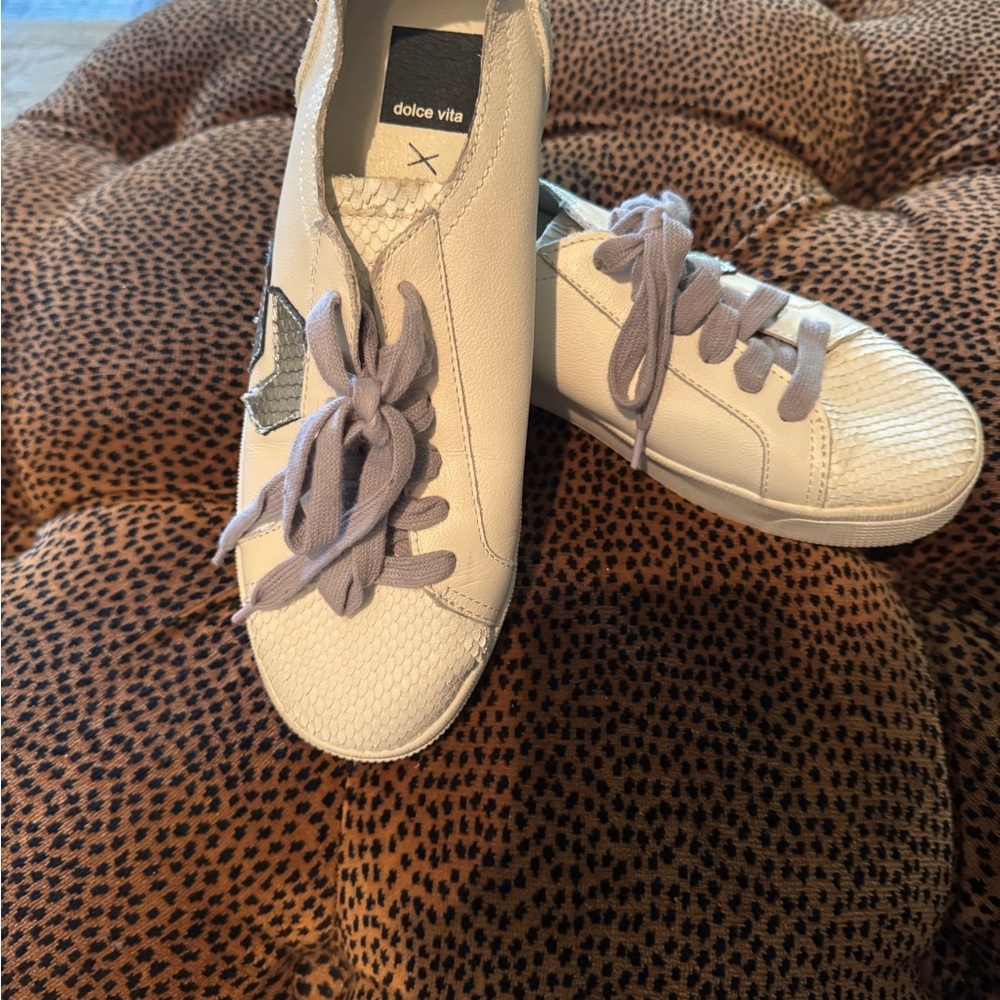 Dolce Vita Cream and Gray Sneakers
